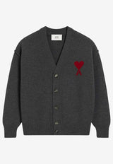 AMI PARIS Ami De Coeur Wool Cardigan Gray UKC367U018/R_AMI-084