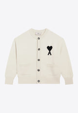 AMI PARIS Ami De Coeur Intarsia Wool Cardigan White UKC368U018/R_AMI-151