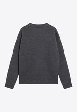AMI PARIS Ami De Coeur Intarsia Wool Sweater Gray UKS838U018/R_AMI-084