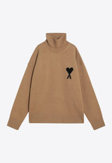 AMI PARIS Ami De Coeur Wool Turtleneck Sweater Camel UKS839U018/R_AMI-288