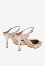 Malone Souliers Uma 80 Metallic Leather Mules Champagne UMA 80-36 CHAMPAGNE/CHAMPAGNE