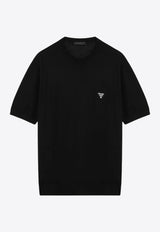 Prada Logo Print Wool T-shirt Black UMB2661ZLE/S_PRADA-F0002