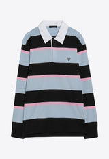 Prada Long-Sleeved Striped Polo T-shirt Multicolor UMB990OOO16L3/Q_PRADA-F0002