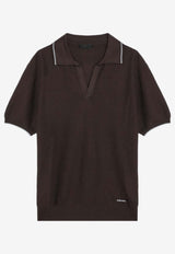 Prada V-neck Polo T-shirt Brown UMF008OOO16XU/Q_PRADA-F0192