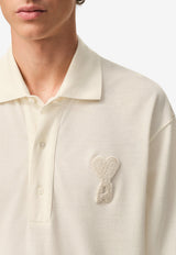AMI PARIS Ami De Coeur Knitted Patch Polo T-shirt White UPL428.JE0221_WHITE