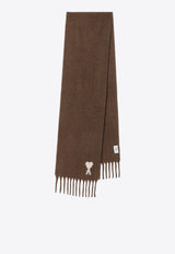 AMI PARIS Ami De Coeur Alpaca Fringed Scarf Brown USF673AW0004/R_AMI-216