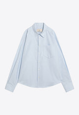 AMI PARIS Ami De Coeur Long-Sleeved Shirt Light Blue USH766CO0031/R_AMI-450