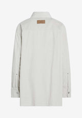 AMI PARIS Corduroy Long-Sleeved Shirt Ivory USH793CO0131/R_AMI-185