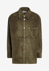 AMI PARIS Corduroy Long-Sleeved Shirt Green USH793UCO0131/R_AMI-298