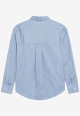 AMI PARIS Ami De Coeur Long-Sleeved Shirt Light Blue USH808CO0063/S_AMI-484