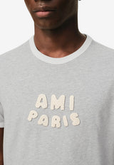 AMI PARIS Knitted Logo Patch T-shirt Gray UTS371.724_GREY