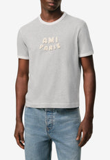AMI PARIS Knitted Logo Patch T-shirt Gray UTS371.724_GREY