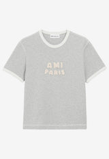 AMI PARIS Knitted Logo Patch T-shirt Gray UTS371.724_GREY