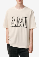 AMI PARIS Maxi Logo Print T-shirt Cream UTS380.726_CREAM