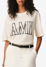 AMI PARIS Maxi Logo Print T-shirt Cream UTS380.726_WHITE MULT