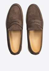 Corneliani Suede Loafers with Penny-Strap Dark Brown 3820903-92tm48-020_Dark Brown - 030