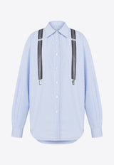 Moschino Suspenders Striped Poplin Shirt Light Blue V0202 0532 4303