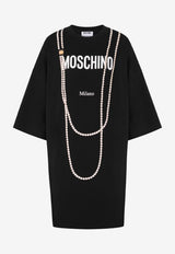 Moschino Pearl Necklace Print Mini T-shirt Dress Black V0455 542 1555