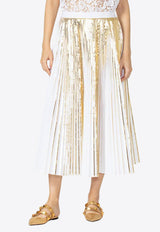 Valentino Pleated Metallic Midi Skirt Gold VB3RA7G64HP 337