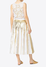 Valentino Pleated Metallic Midi Skirt Gold VB3RA7G64HP 337