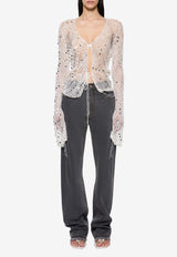 Paris Georgia Vera Crochet Knit Sequined Top Cream VERCAR001-CRS_CREAM