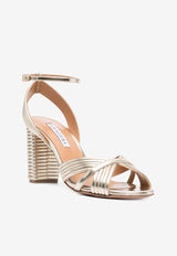 Aquazzura Very Sundance 85 Metallic Leather Sandals Gold VSDMIDS0-LAM-FD5GOLD