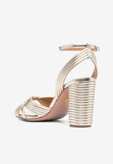 Aquazzura Very Sundance 85 Metallic Leather Sandals Gold VSDMIDS0-LAM-FD5GOLD