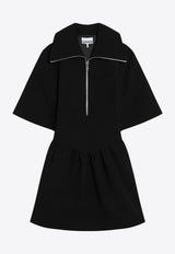 GANNI Zip-Up Short-Sleeved Mini Dress Black W02576752/R_GAN-099