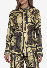 GANNI Printed Silk Long-Sleeved Shirt Multicolor W0417_MULTI COLO