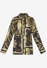 GANNI Printed Silk Long-Sleeved Shirt Multicolor W0417_MULTI COLO