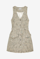 GANNI Tweed Mini Belted Dress Multicolor W0438_BLUE