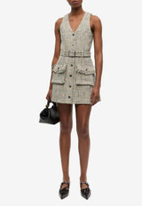 GANNI Tweed Mini Belted Dress Multicolor W0438_BLUE