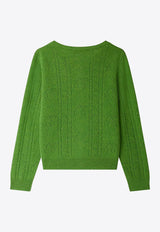 Bonpoint Girls Josiane Open Knit Cashmere Cardigan Green W05GCAK00004-BWS_BONPO-047C