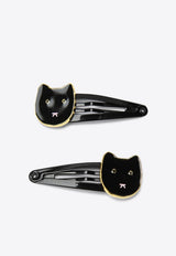 Bonpoint Girls Cat-Shaped Hair Clips - Set of 2 Black W05GHAW00026MET/R_BONPO-099