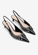 Gucci Demi 35 Embellished Slingback Pumps Black 805307BNC001000_74650