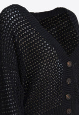 Brunello Cucinelli Open Knit V-neck Cardigan Black MDV796806C101_80222