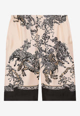 Gucci Printed Silk Bermuda Shorts Beige 672698ZAKU19285_80250