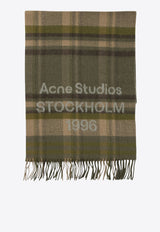 Acne Studios Checkered Fringed Scarf Green CA0385DDK_c982f9af-55ab-4727-a818-59790fc2d86a
