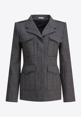 Alexander McQueen Single-Breasted Buttoned Jacket Gray 826947QJAFD1121_82477