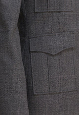 Alexander McQueen Single-Breasted Buttoned Jacket Gray 826947QJAFD1121_82477