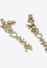 Alexander McQueen Logo Lettering Drop Earrings Gold 836403J161G0953_82214