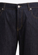 Alexander McQueen Logo Patch Straight-Leg Jeans Blue 839142QYAAB4244_82405