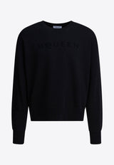 Alexander McQueen Logo Embroidered Crewneck Sweatshirt Black 839216QTADU0548_82458