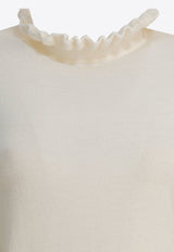 Alexander McQueen Ruffled-Neck Wool Knit Top White 852296Q1BFS9004_09403179-87f9-458c-b55d-4f201a1dab76
