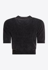 Alexander Wang Embossed Logo Faded Cropped T-shirt Black 1KC3251030011_f996ea12-2963-41c7-bab6-c3eb97f32299