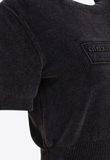 Alexander Wang Embossed Logo Faded Cropped T-shirt Black 1KC3251030011_f996ea12-2963-41c7-bab6-c3eb97f32299