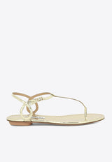 Aquazzura Almost Bare Metallic Leather Flat Sandals Gold ALBFLAA0SSYSOG_82831