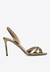 Aquazzura Tati 85 Snakeskin Leather Sandals Green TTIMIDS0MSKACD_82762