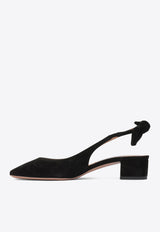 Aquazzura Very Bow Tie 35 Slingback Pumps Black VBTMIDL1SUE000_82763