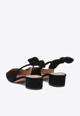 Aquazzura Very Bow Tie 35 Slingback Pumps Black VBTMIDL1SUE000_82763